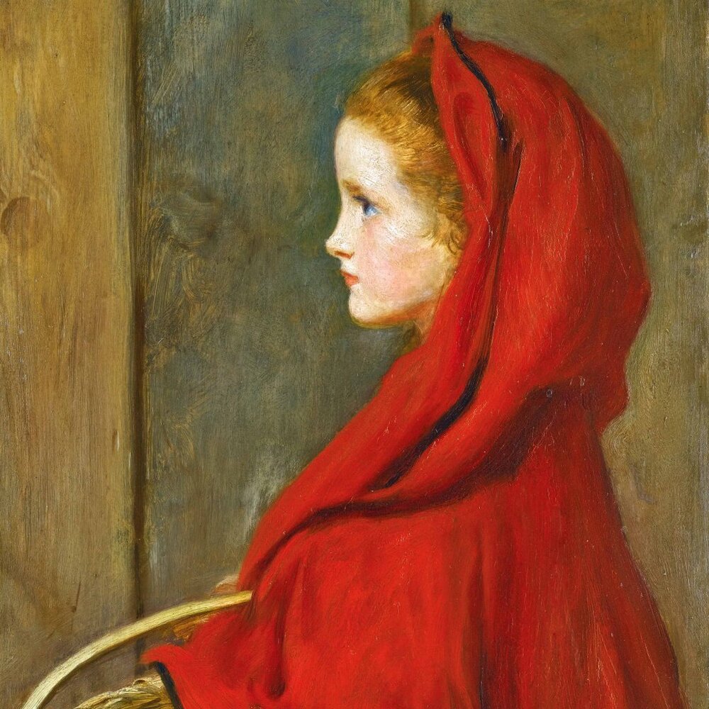 RED RIDING HOOD Art Print: 8"by10" Reproduction. Renaissance Style Red Hair Girl